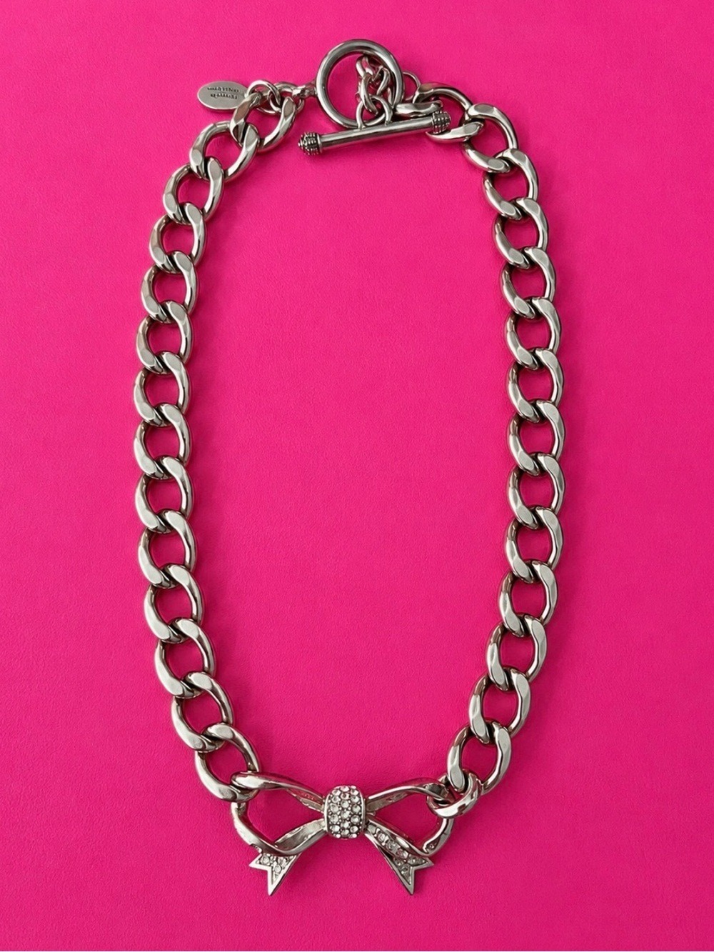Vintage y2k juicy couture rhinestone bow toggle necklace rare